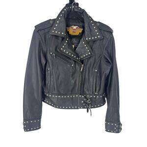Harley Davidson Vintage Studded Leather Moto Jacket